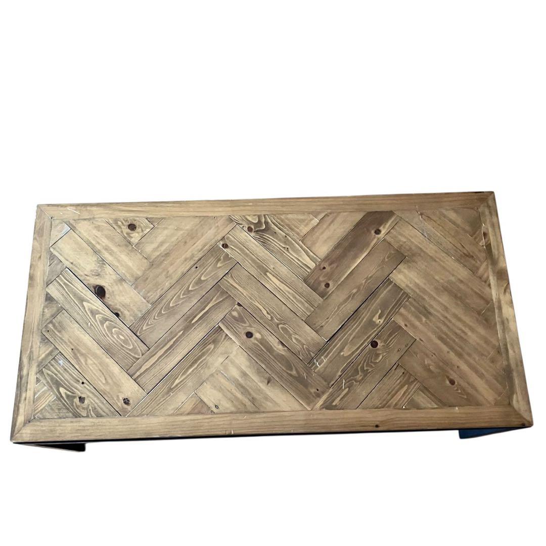 ヘリンボーン ローテーブル カフェテーブル インダストリアル 幅100cm