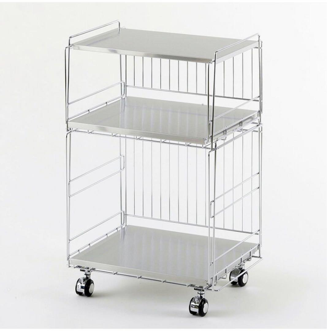 44736 ステンレス棚のスタッキングワゴン2段