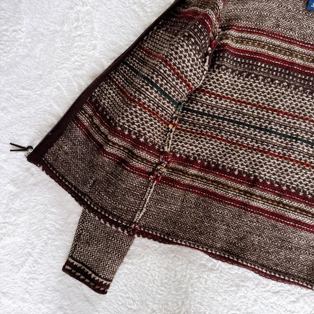 【ポロスポーツラルフローレン】ウールシルク 総柄ジップアップニットジャケット L