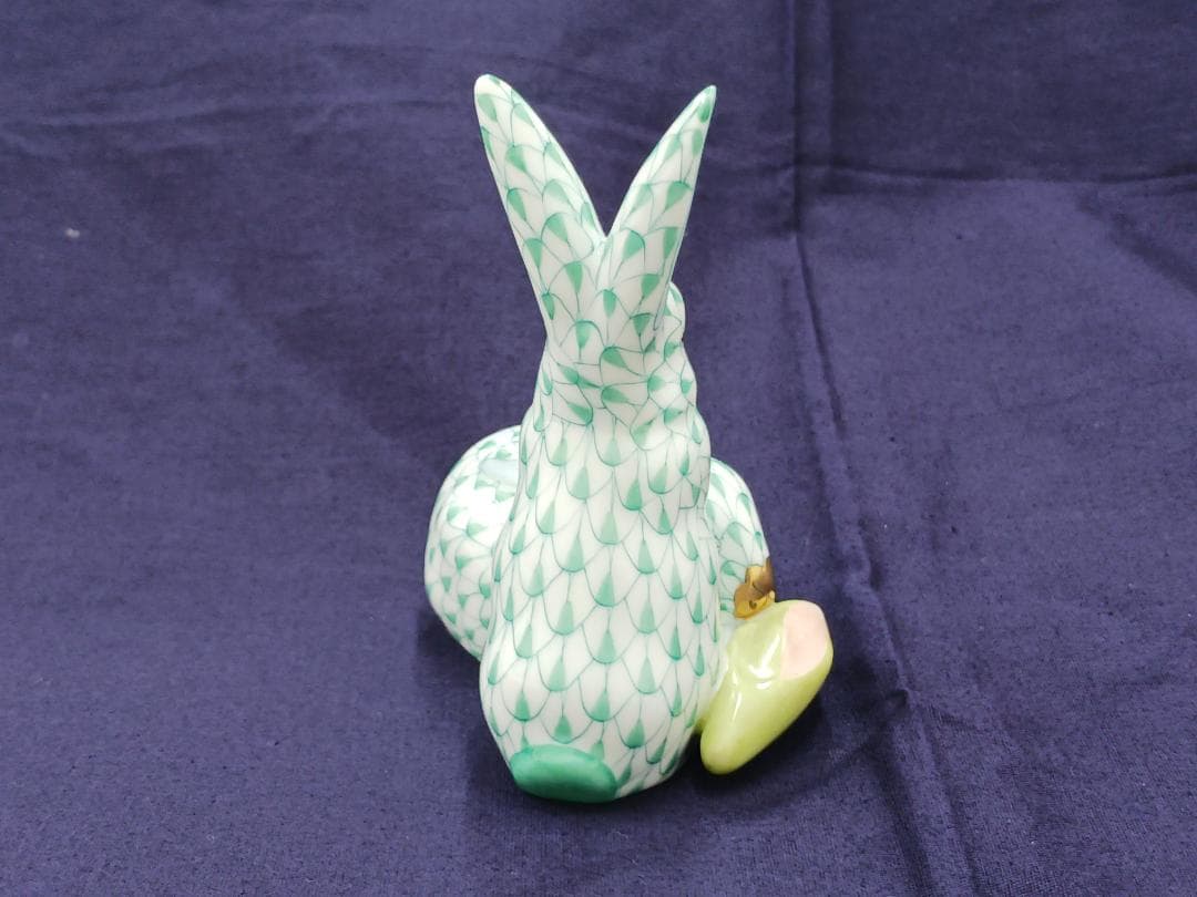 〔値下げ‼〕【HEREND】ヘレンド/フィギュリン うさぎペア　グリーン