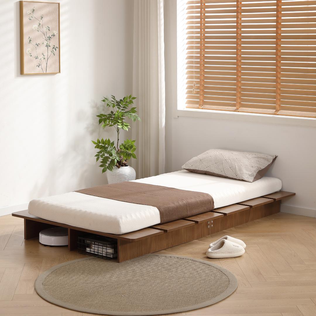 【幅100cm】ベッドフレーム すのこベッド おしゃれ 木目調 BROWN