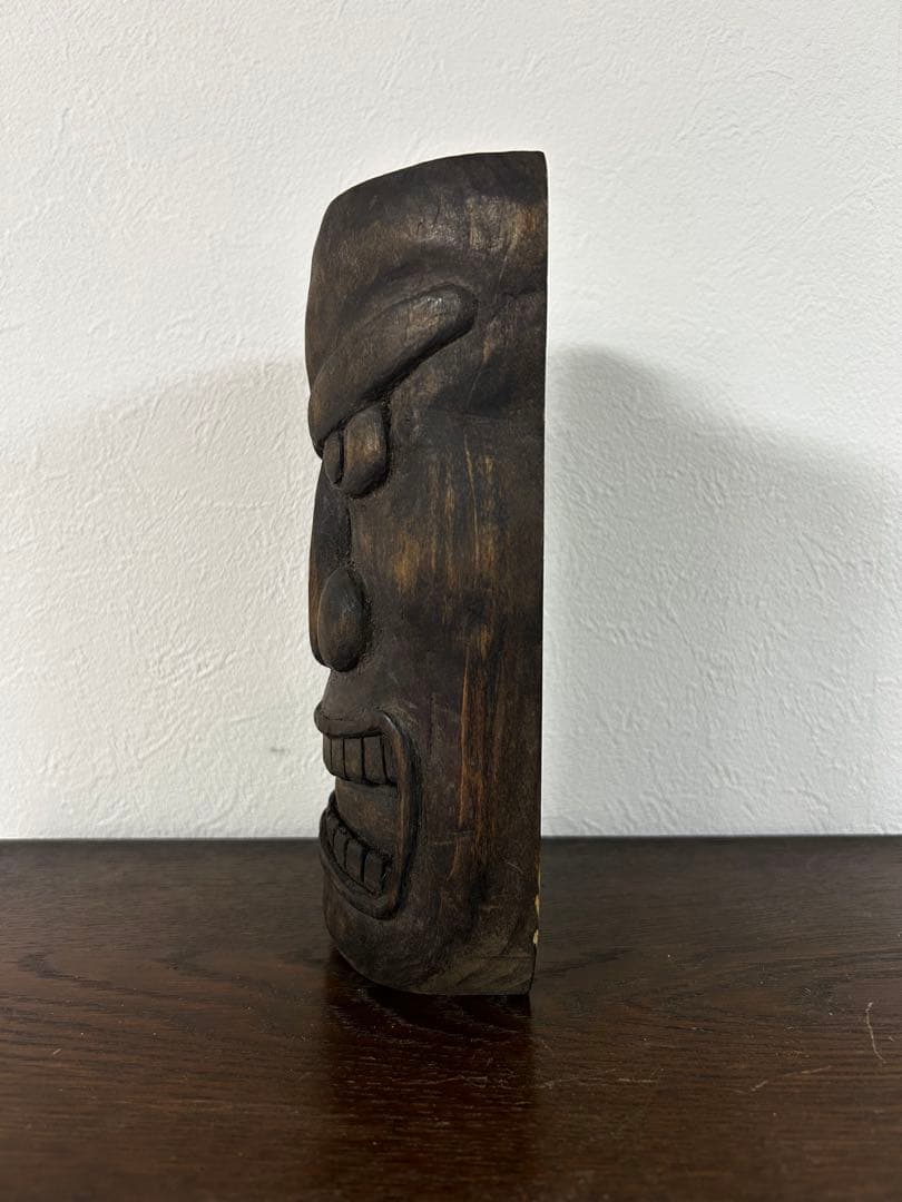 釜神　アンティーク　民俗　木製　仮面　竈神　80年代