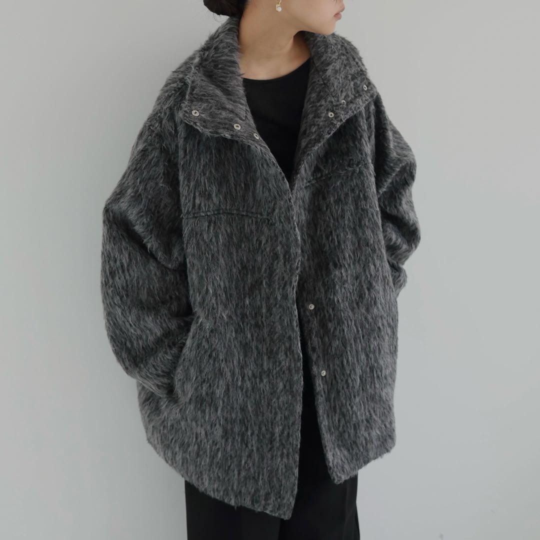 シャギースタンドカラーコート hellam