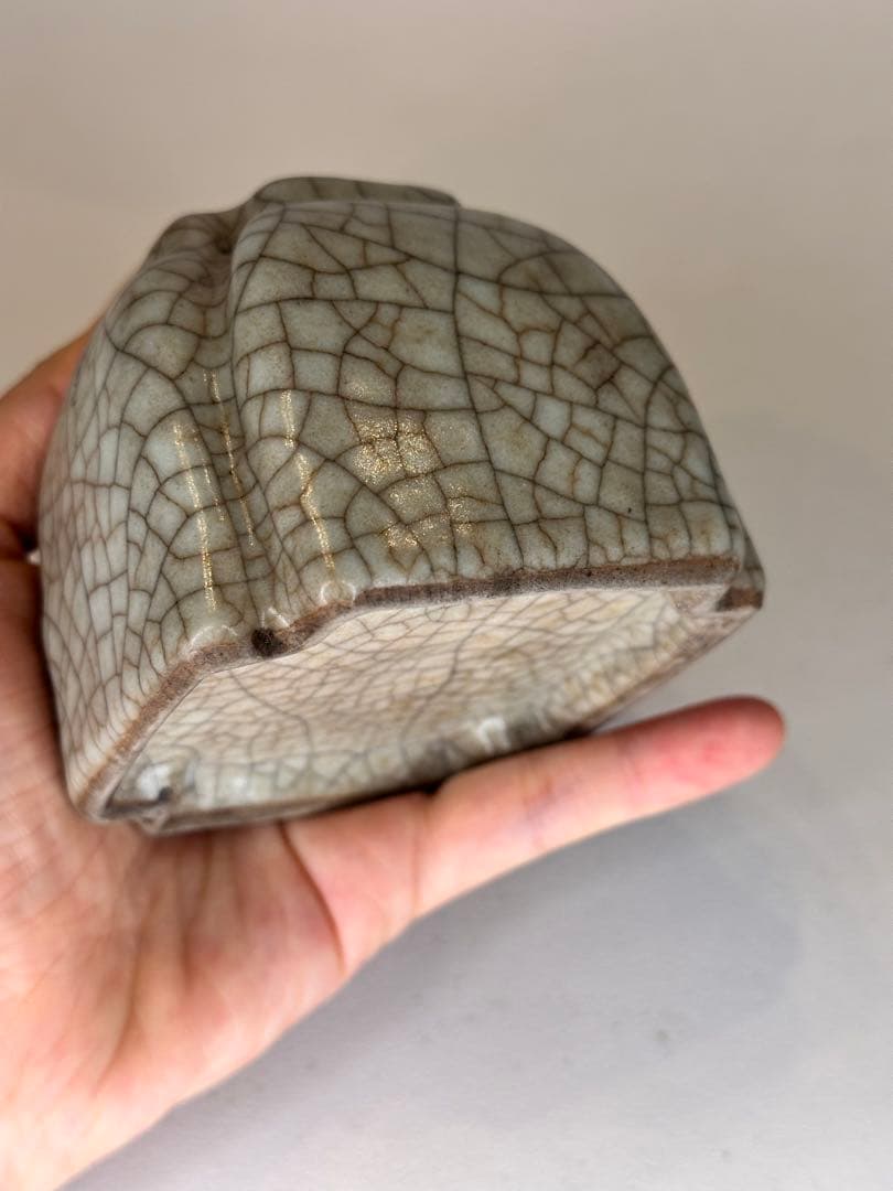 中国 宋代 哥窯 水盂 小壺形 開片釉 古陶磁 文房具 時代物 骨董品
