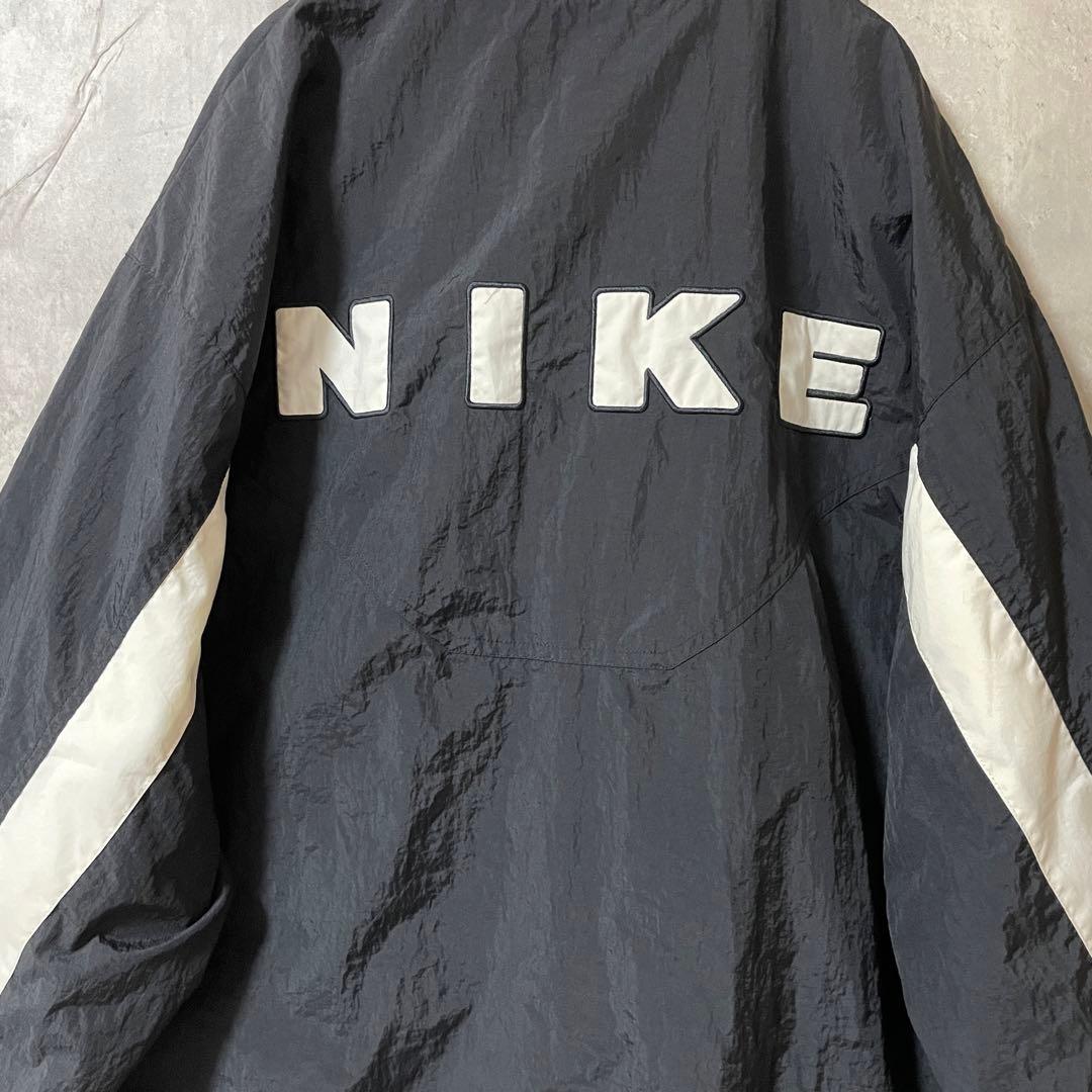 NIKEナイキナイロントラックジャケットハーフジップ黒ブラック刺繍ロゴ希少90s