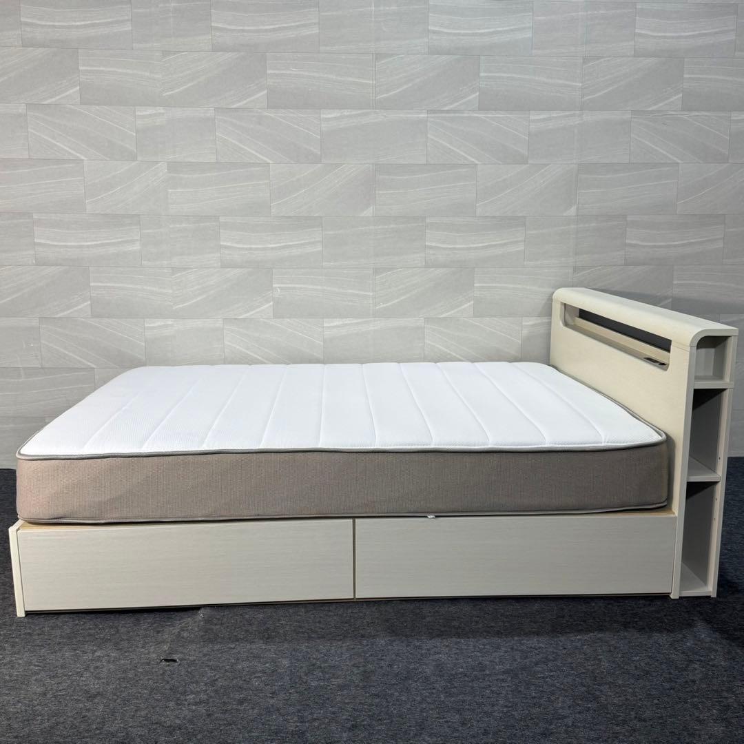 ニトリ ベッドフレーム ダブルサイズ マットレスセット 収納付 d4627