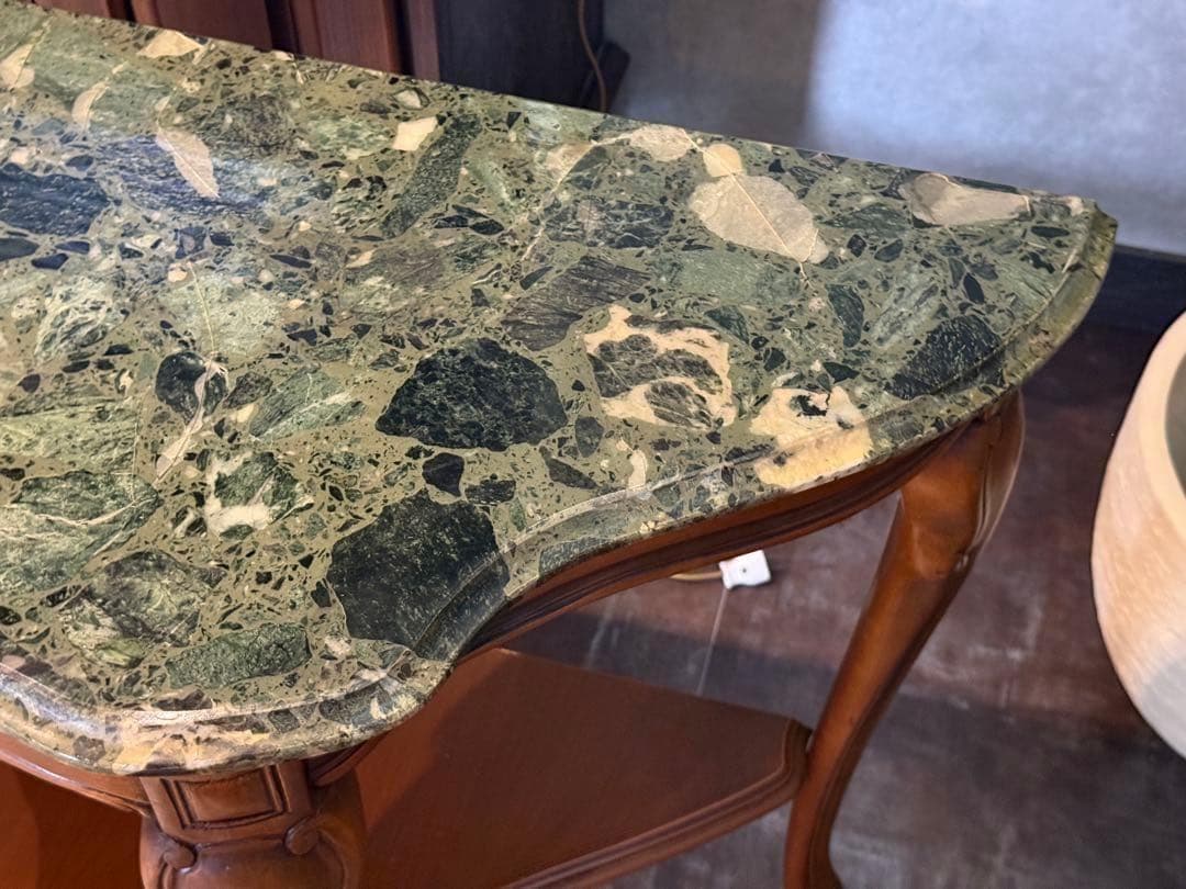 大理石　コンソール　ワイドテーブル　猫脚　クラシック　木彫　ヨーロピアン　nG