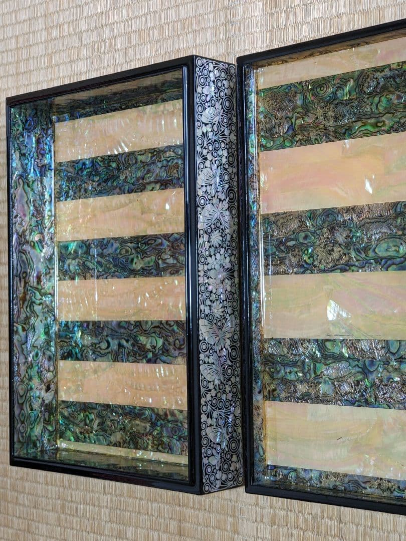 ♦木製 花唐草 蝶文様 極細密 螺鈿装飾細工 飾り箱 文箱 類品なし 一点物