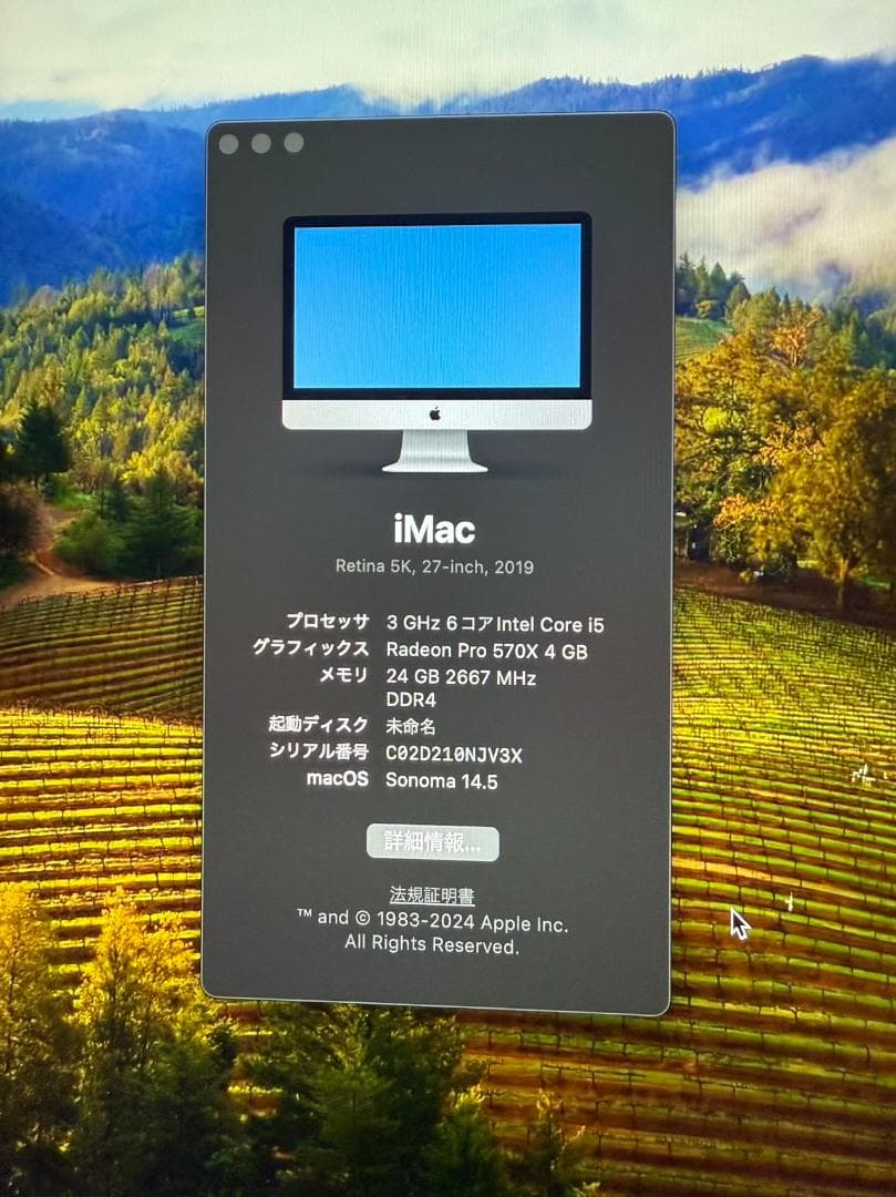 iMac27Retina5k 3GHz6コア2019 Core i5 24GB