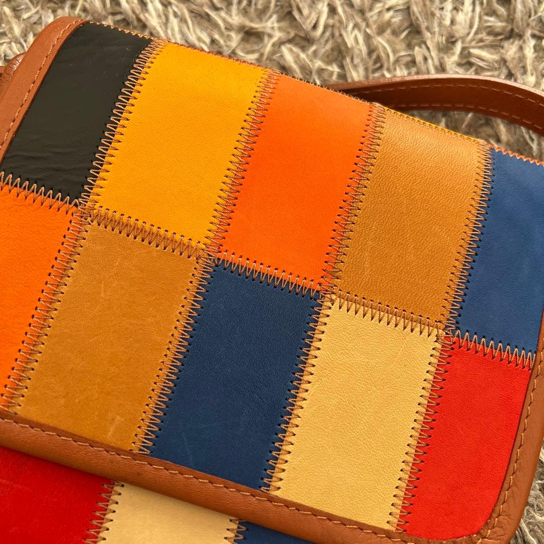 トライオン　レザー パッチワーク ショルダーバッグ