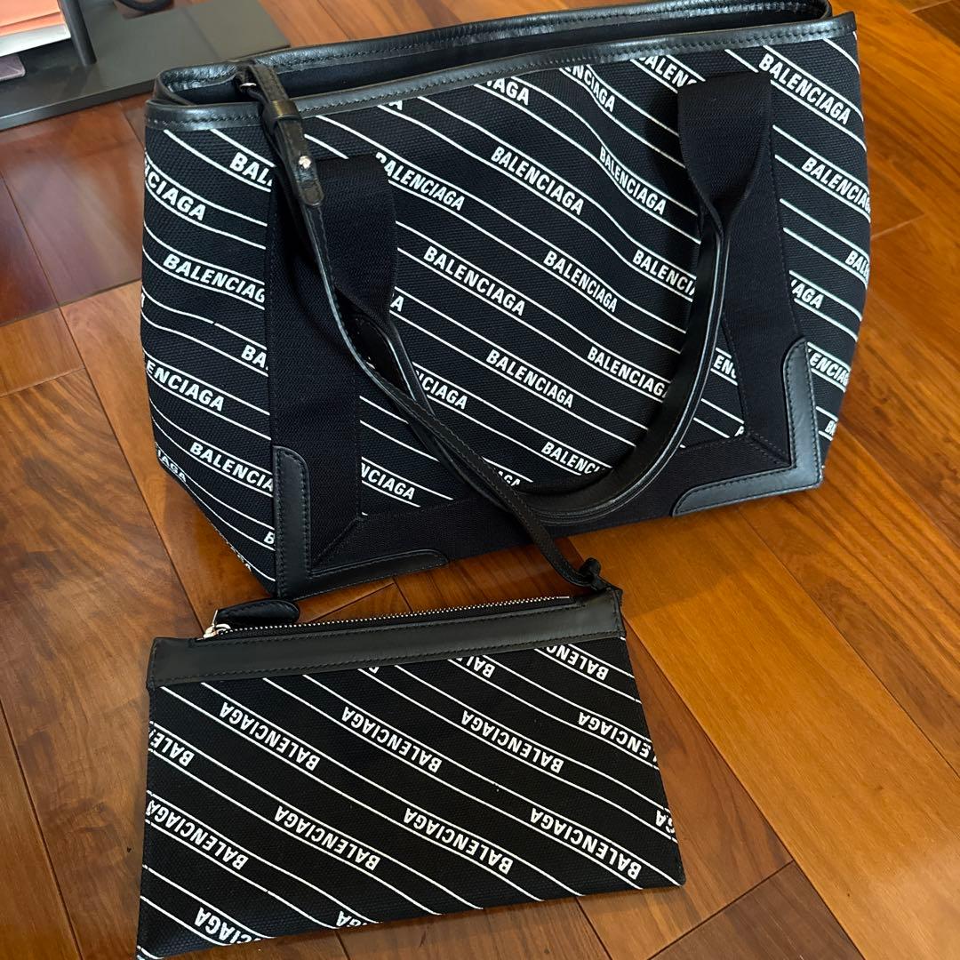 BALENCIAGA バレンシアガ ロゴ総柄 ミニトートバッグ ブラック