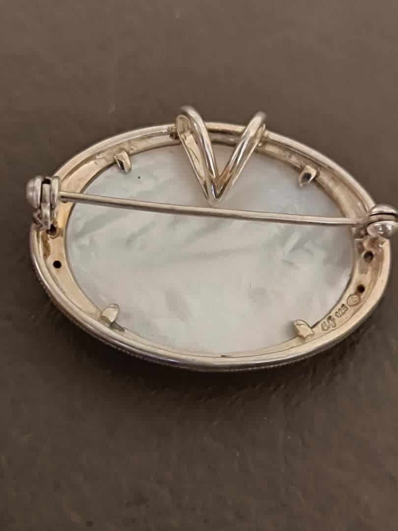 碌山 ROKUZAN ロクザン シルバー925 マザーオブパール ブローチ