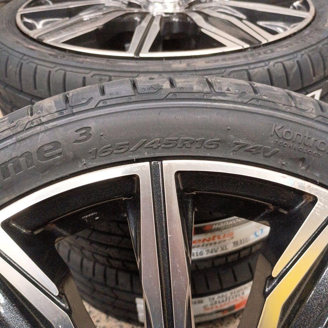 【新品】165/45R16 ハンコック夏タイヤ付 16インチアルミ 軽自動車用