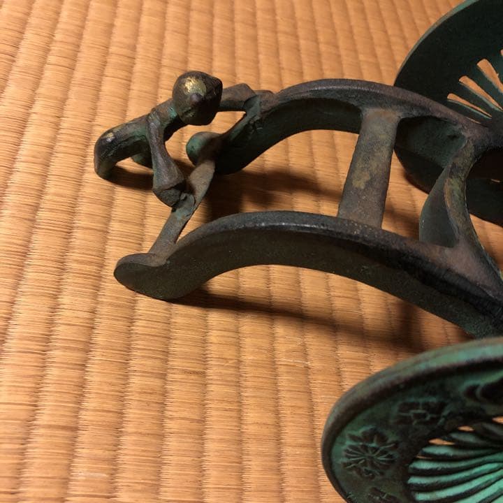 中国美術　花器　薄端　御所車