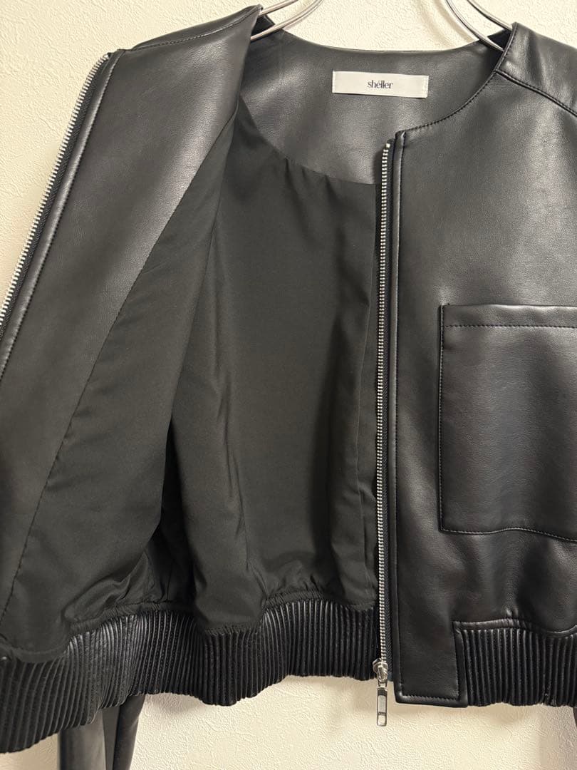 ❤︎♡Shéller ノーカラーライダースジャケット