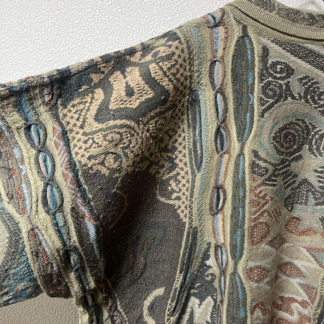 COOGI クージー 3Dニット ポロ襟 ウール100% 立体編み L 古着