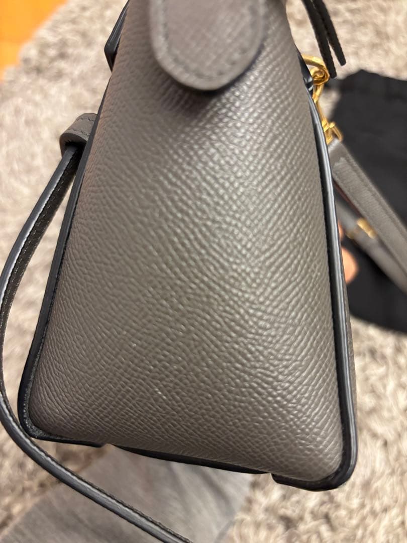 セリーヌ ベルトバッグ ピコ ショルダーバッグ 2way グレー レザー