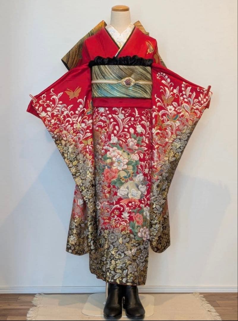 振袖フルセット身丈167裄69 後藤久美子ブランド 金銀彩 赤逸品 成人式卒業式