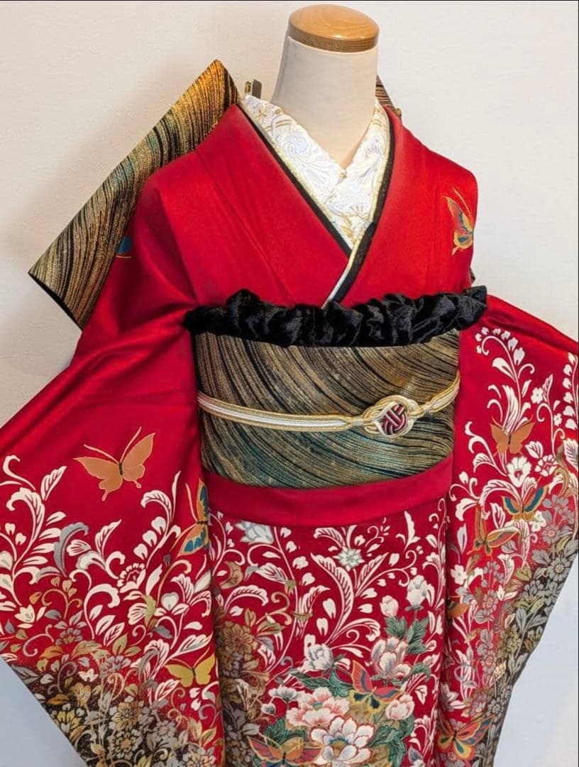 振袖フルセット身丈167裄69 後藤久美子ブランド 金銀彩 赤逸品 成人式卒業式