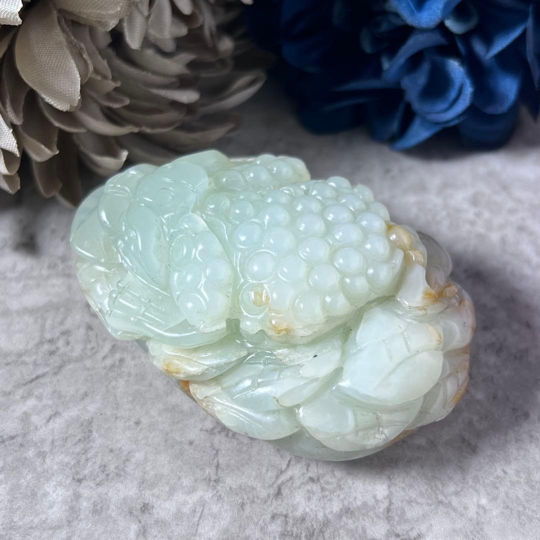 【翡翠？】青蛙神(蟾蜍)玉器置物　手把件 小擺件