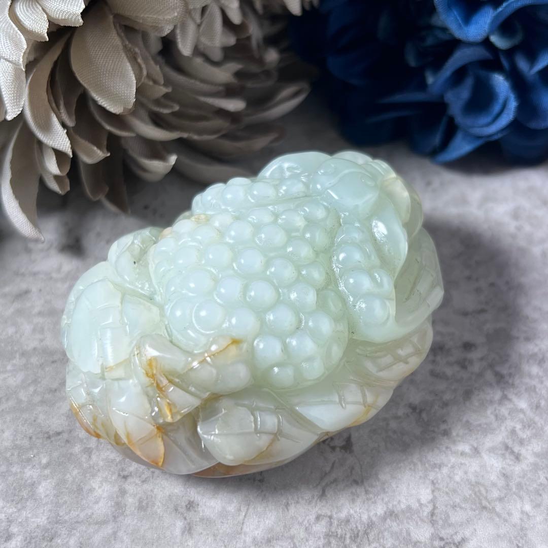 【翡翠？】青蛙神(蟾蜍)玉器置物　手把件 小擺件