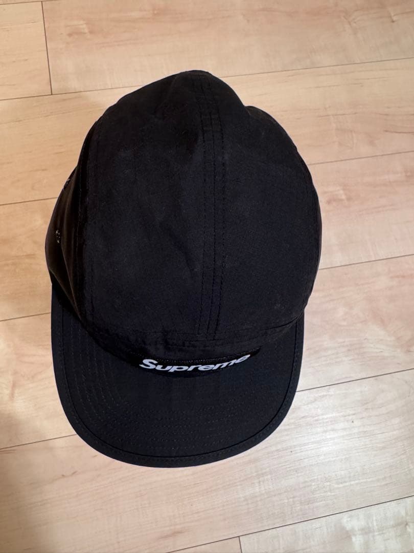 Supreme 黒 キャップ　- Waxed Ripstop Camp Cap