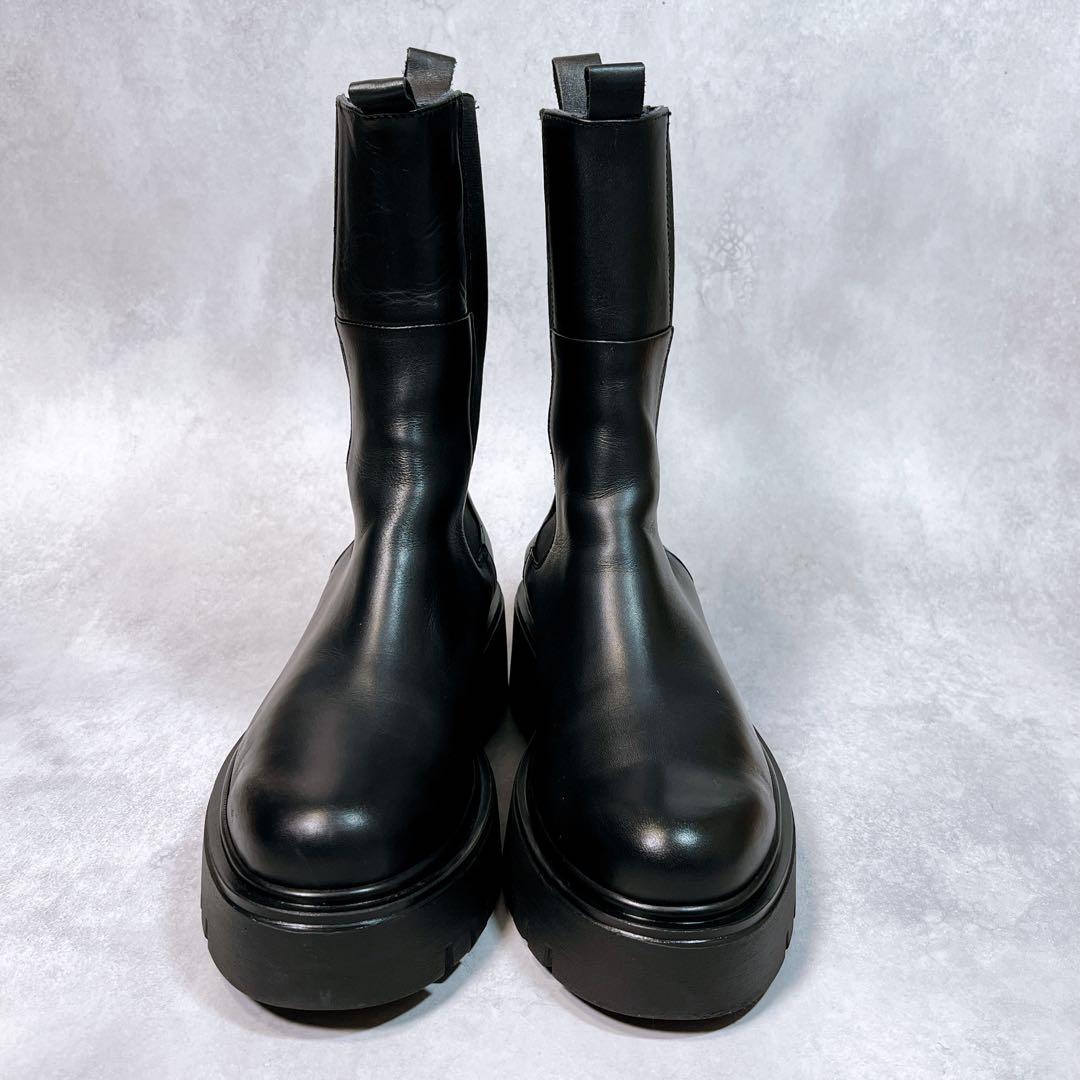 ☆美品☆【コルソローマ9】サイドゴアブーツ (37) レザー　厚底　ブラック