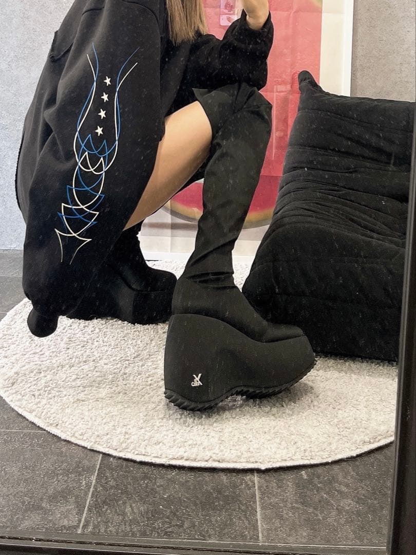 ハ*オ様 yello TOKYO BLACKPLATFORMLONGBOOTS