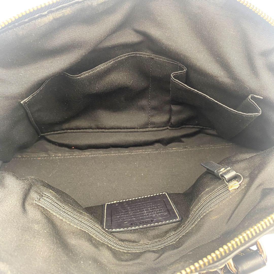 美品 COACH ショルダーバッグ シグネチャー ターンロック レザー ブラック