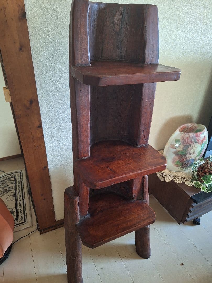 ★アジアン家具　ダークブラウン★三段棚