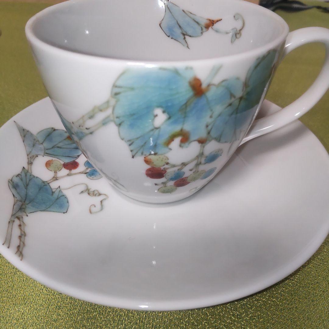 九谷焼 平野由佳 伝統工芸士 由佳 花 カップ&ソーサー 2客 レア 木箱