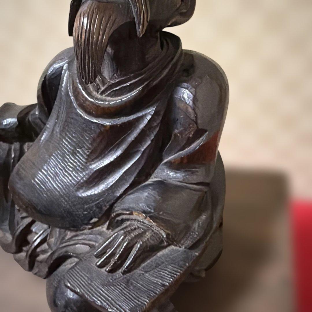 「柿本人麻呂像」木彫　神像　頓阿法師