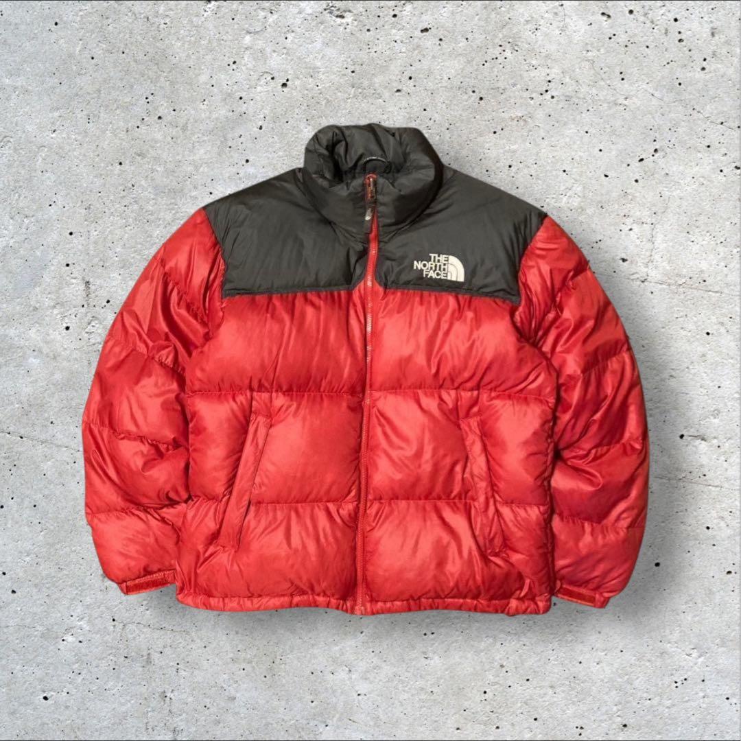 〈ザ・ノースフェイス〉ヌプシ　ダウンジャケット　赤　M 700 ツートンカラー