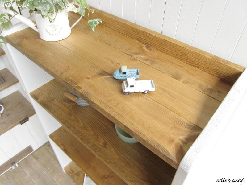 サイズ、デザインオーダー可！４段キャビネットラック●シャビーホワイト●受注製作