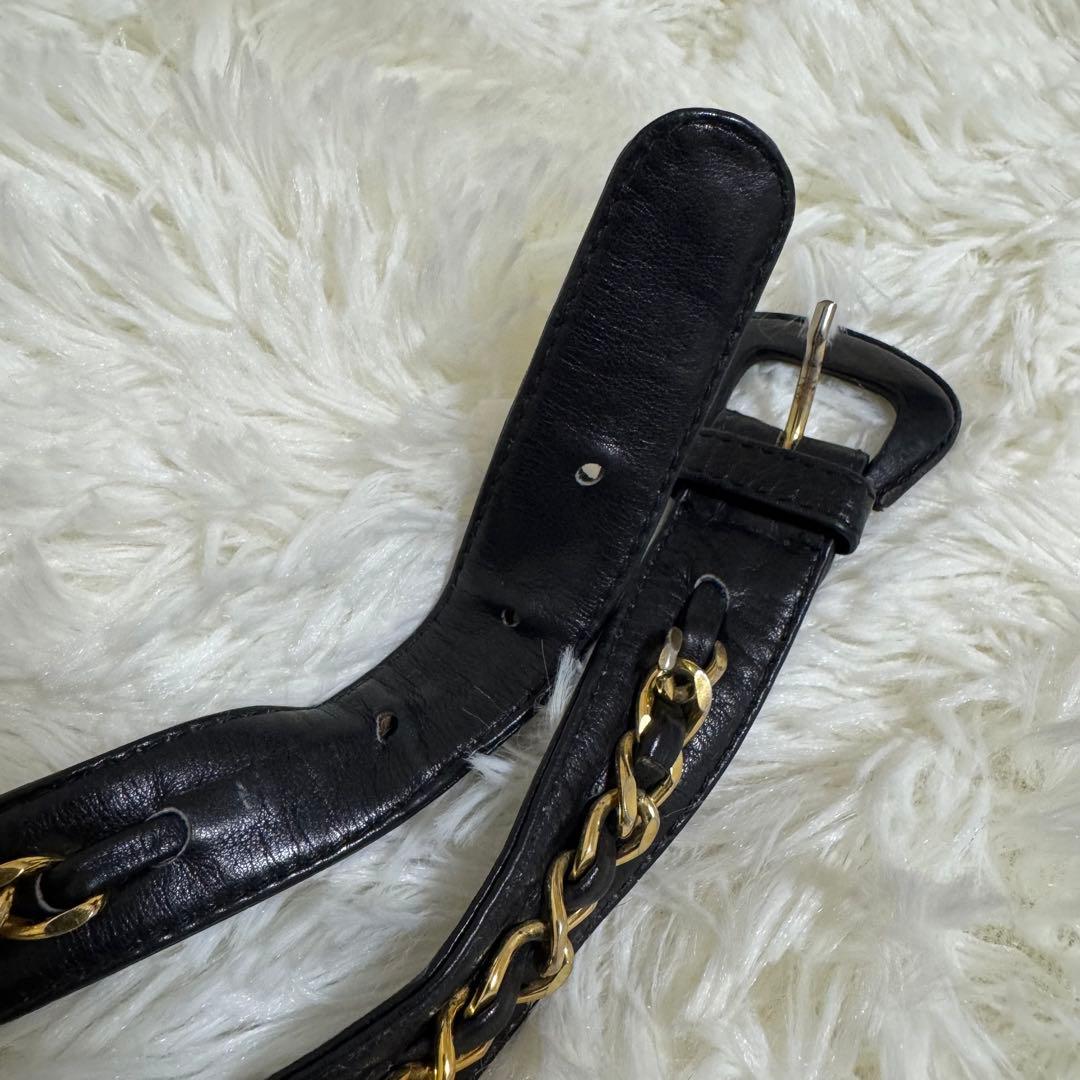 シャネル ウエストポーチ マトラッセ ラムスキン ヴィンテージ ココマーク 黒