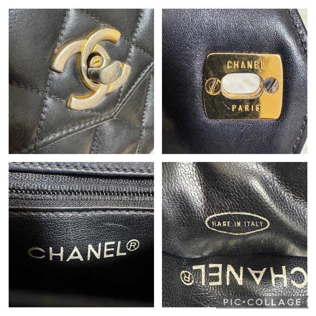 シャネル ウエストポーチ マトラッセ ラムスキン ヴィンテージ ココマーク 黒