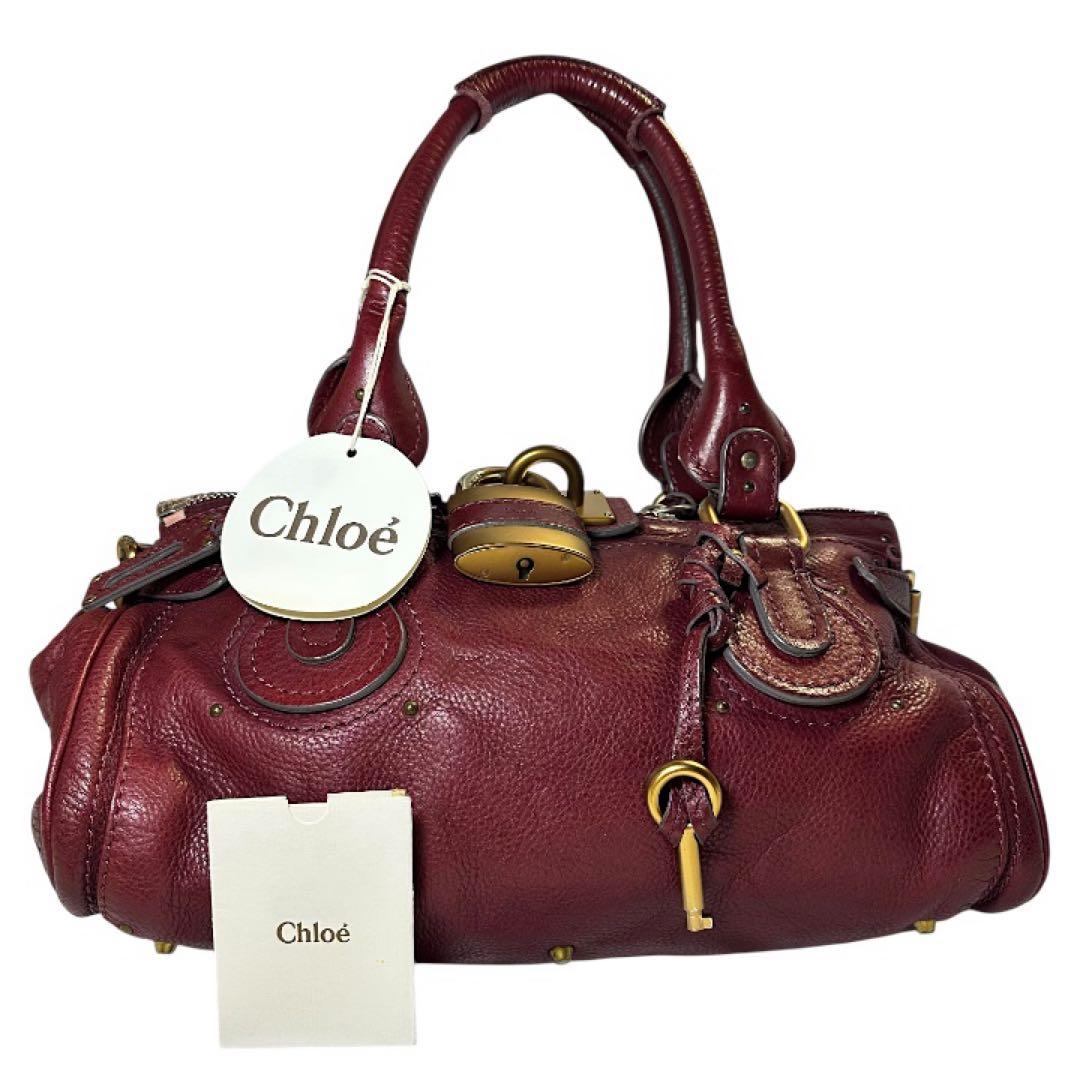 ⚠️特価‼️保証付□らび□クロエChloe■ハンドバッグ■パディントン■バーガンディ