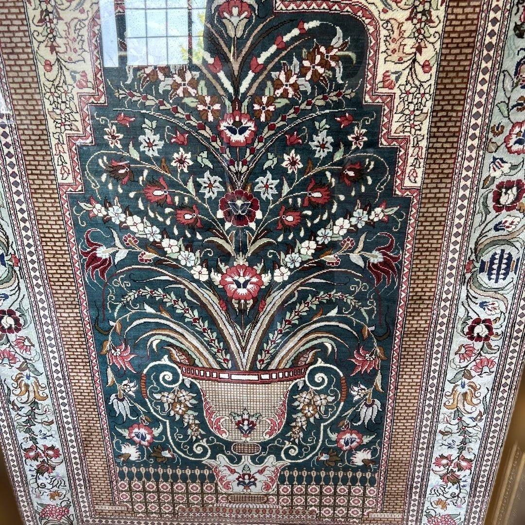 ペルシャ絨毯　額装付き　題名　命の木