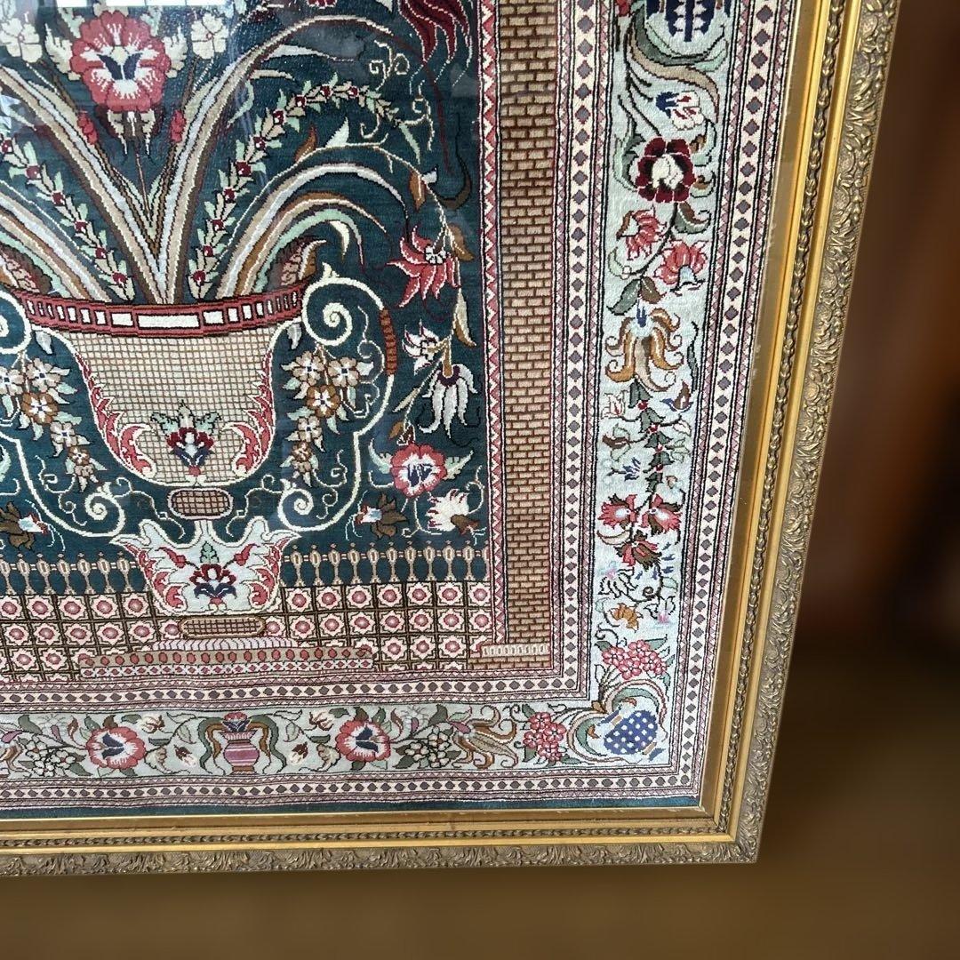 ペルシャ絨毯　額装付き　題名　命の木