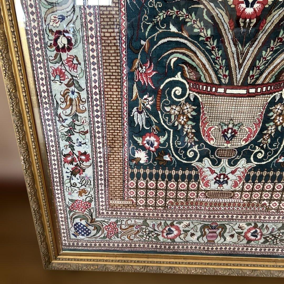 ペルシャ絨毯　額装付き　題名　命の木