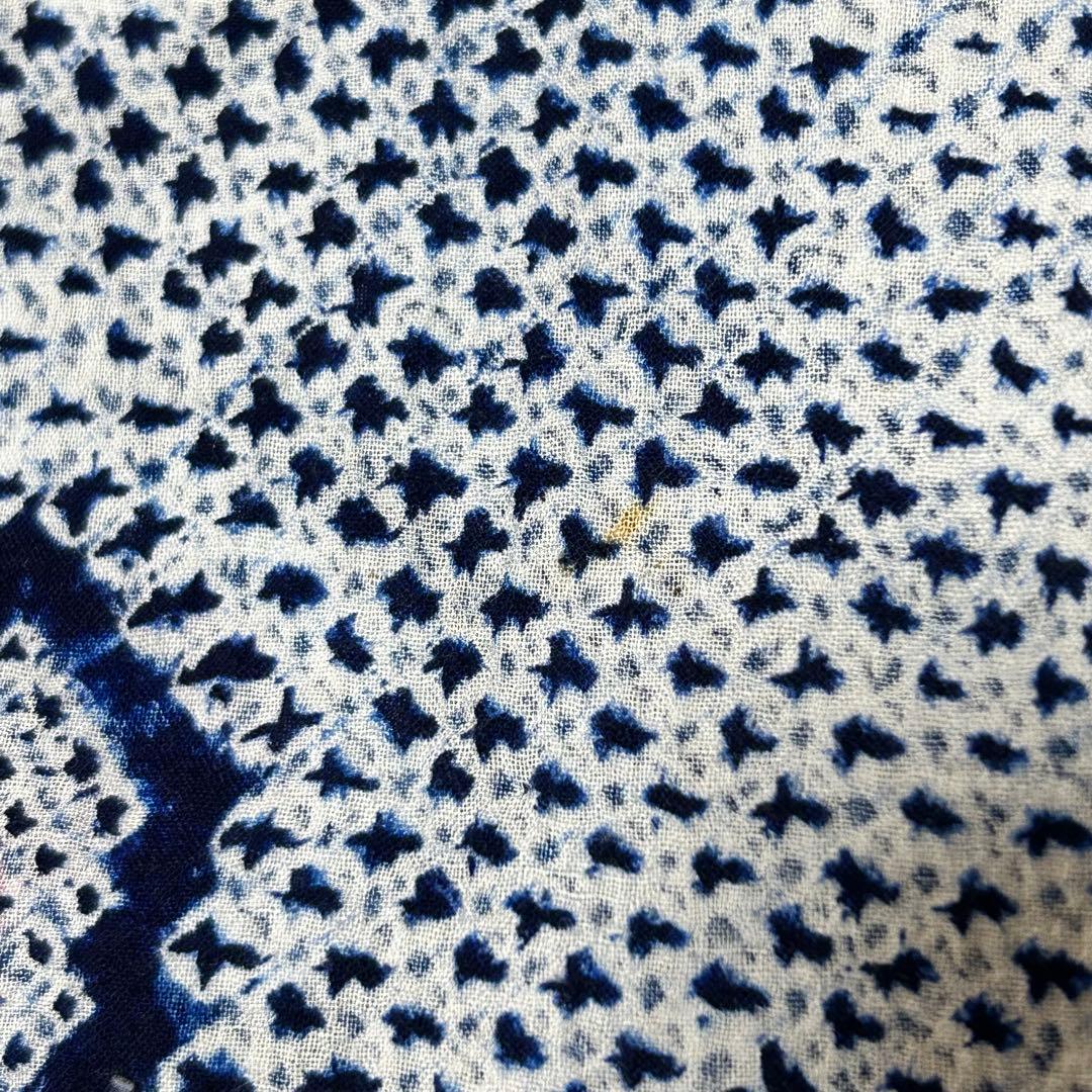 有松鳴海絞り　浴衣　葡萄　蔦の葉　裄66.5 紺　高級　洗える夏着物【Ａ5】