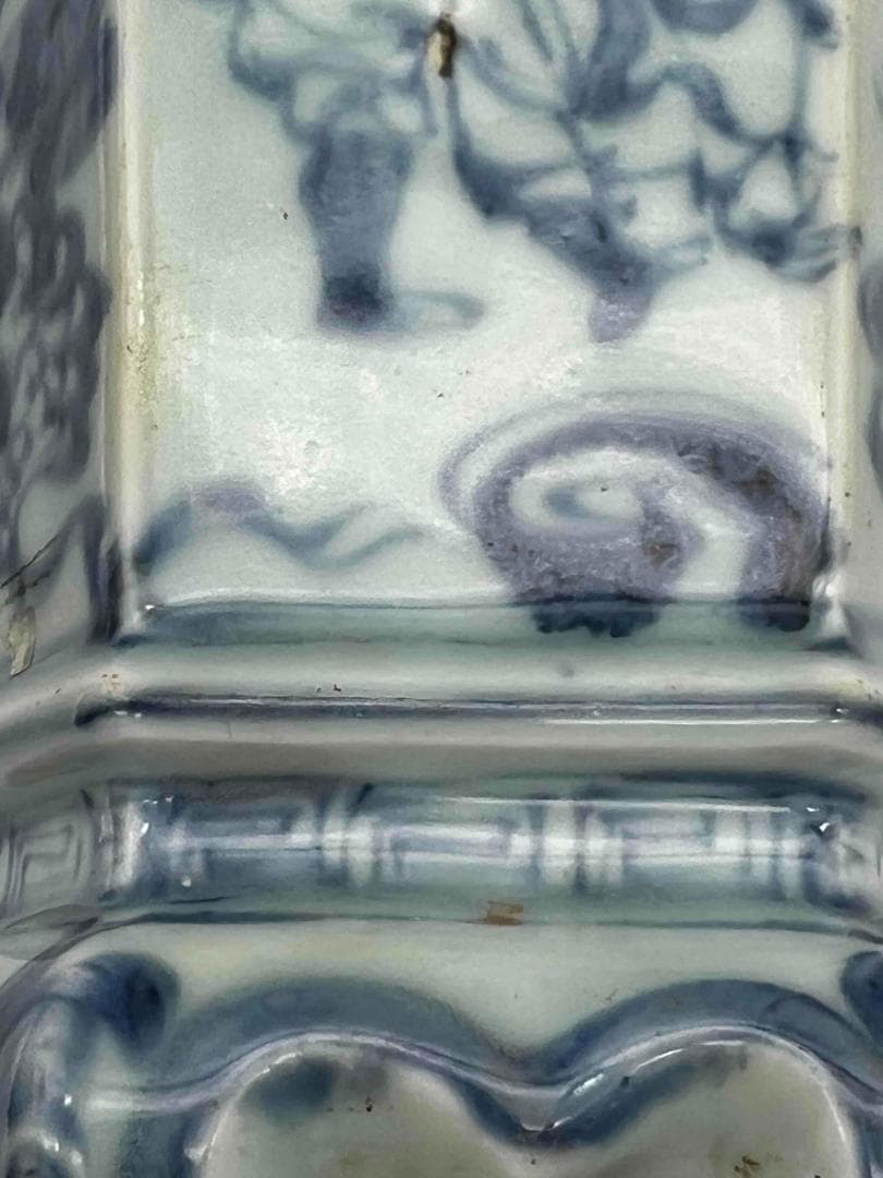 明時代　染付 青花仙人文塔型筆筒 白磁 文房具 名品珍品　香炉 (C-48)