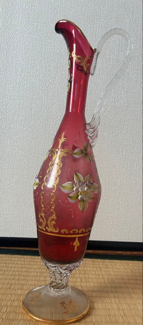 ベネチアングラス　ピンク花柄　セット