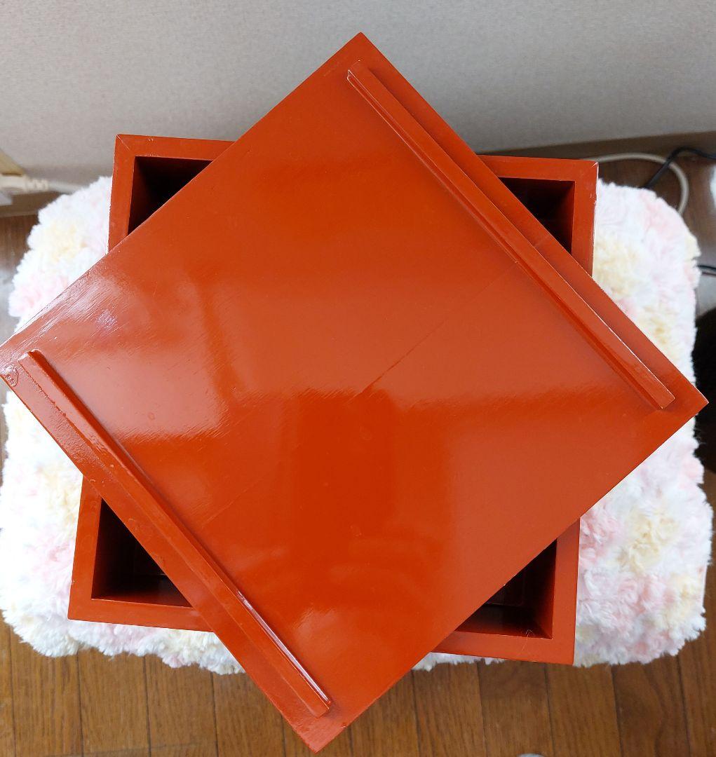 重箱　合成漆器 梅柄 ３段　年代物1980年頃購入　箱あり きれいめ中古