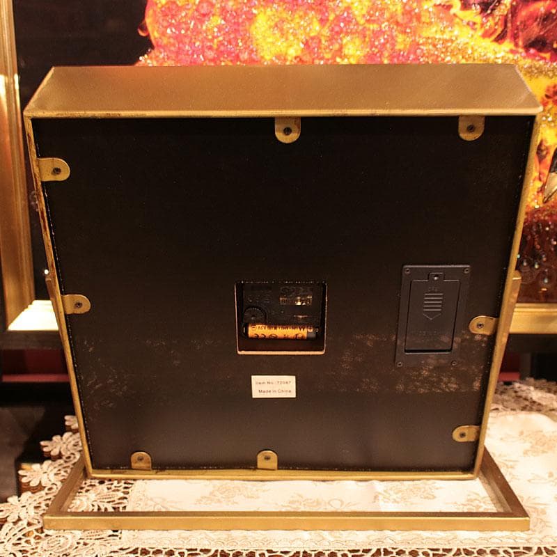 ゴールド ギアクロック 置き時計 ヴィンテージ風 スクエア 143-171