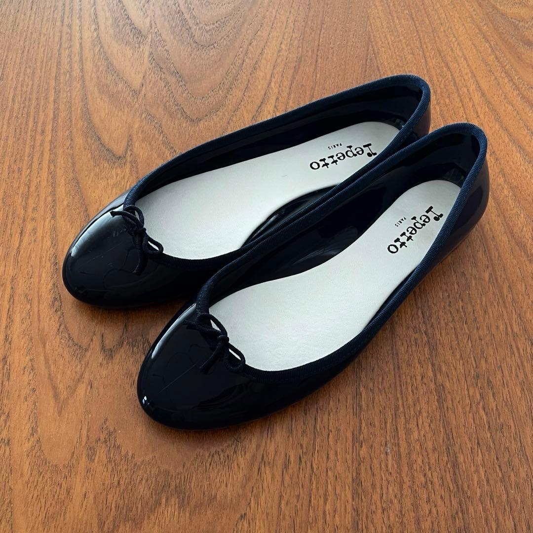 美品箱付　レペット ネイビー バレエシューズ レインシューズ　39 24.7cm