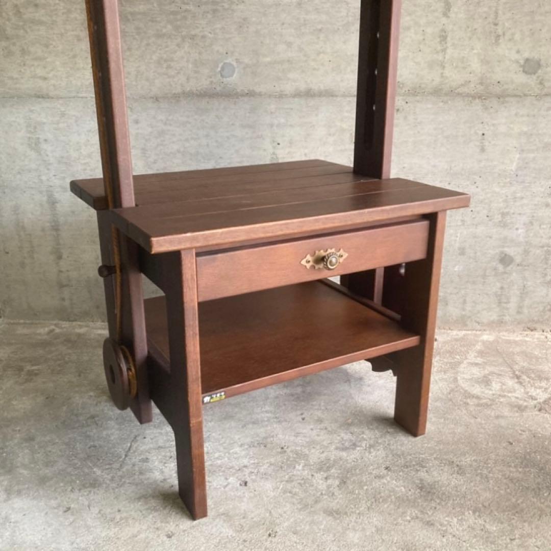 オールドカリモク ラック キャビネット 飾り棚 滑車 木製 レア 希少 レトロ