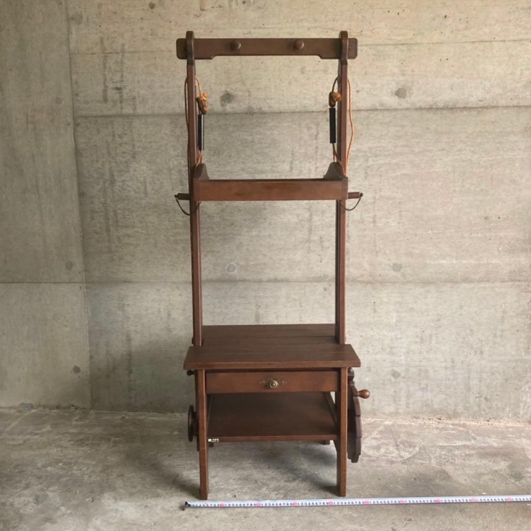 オールドカリモク ラック キャビネット 飾り棚 滑車 木製 レア 希少 レトロ