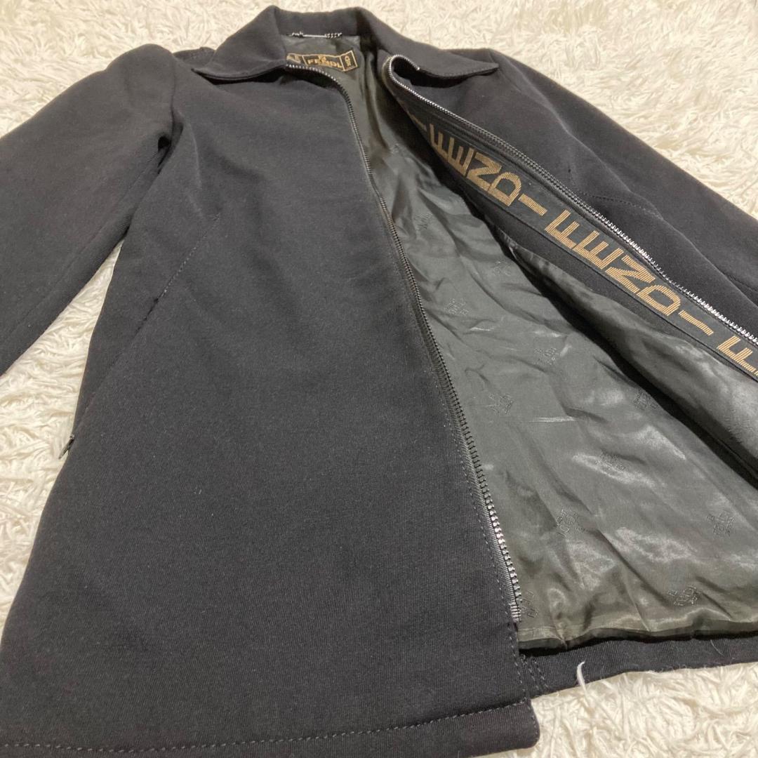 14442✨フェンディ 40 ロゴライン ウール ジップコート 黒 ブラック