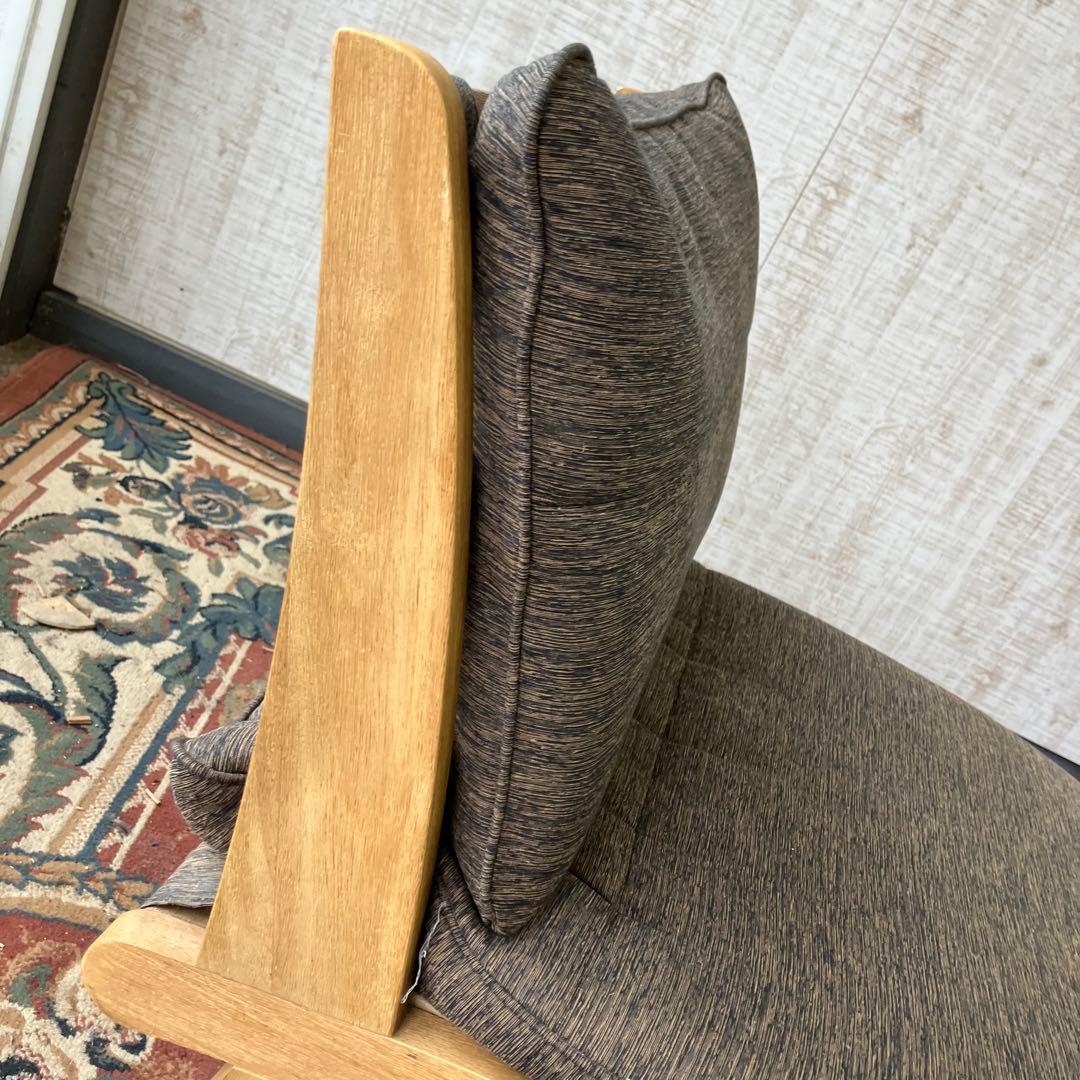 ① 北欧レトロ ミキモク 雅 木製フレーム アームレスチェア 一人掛けソファー